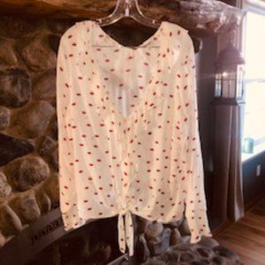 Women's Tie Front Blouse for Valentine's Day